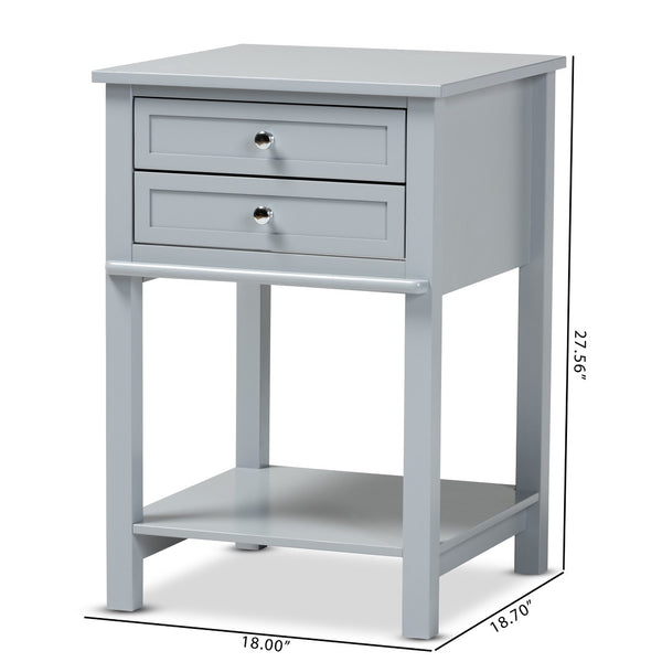 Baxton Studio Baxton Studio Light Grey 2-Drawer End Table - Modern Transitional Wood Design for Elegant Storage Solutions SR1801426-Light Grey-ET