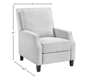 Alpine Furniture Inez Push Back Chair — Plush High-Back Recliner With Easy Push-Back Mechanism, Modern Tapered Legs 9033
