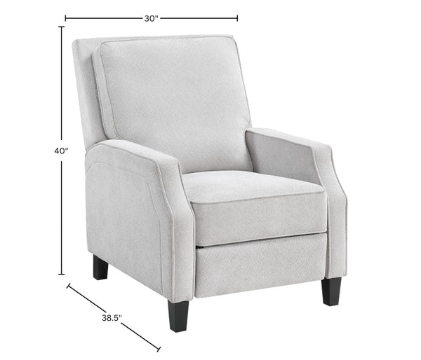 Alpine Furniture Inez Push Back Chair — Plush High-Back Recliner With Easy Push-Back Mechanism, Modern Tapered Legs 9033