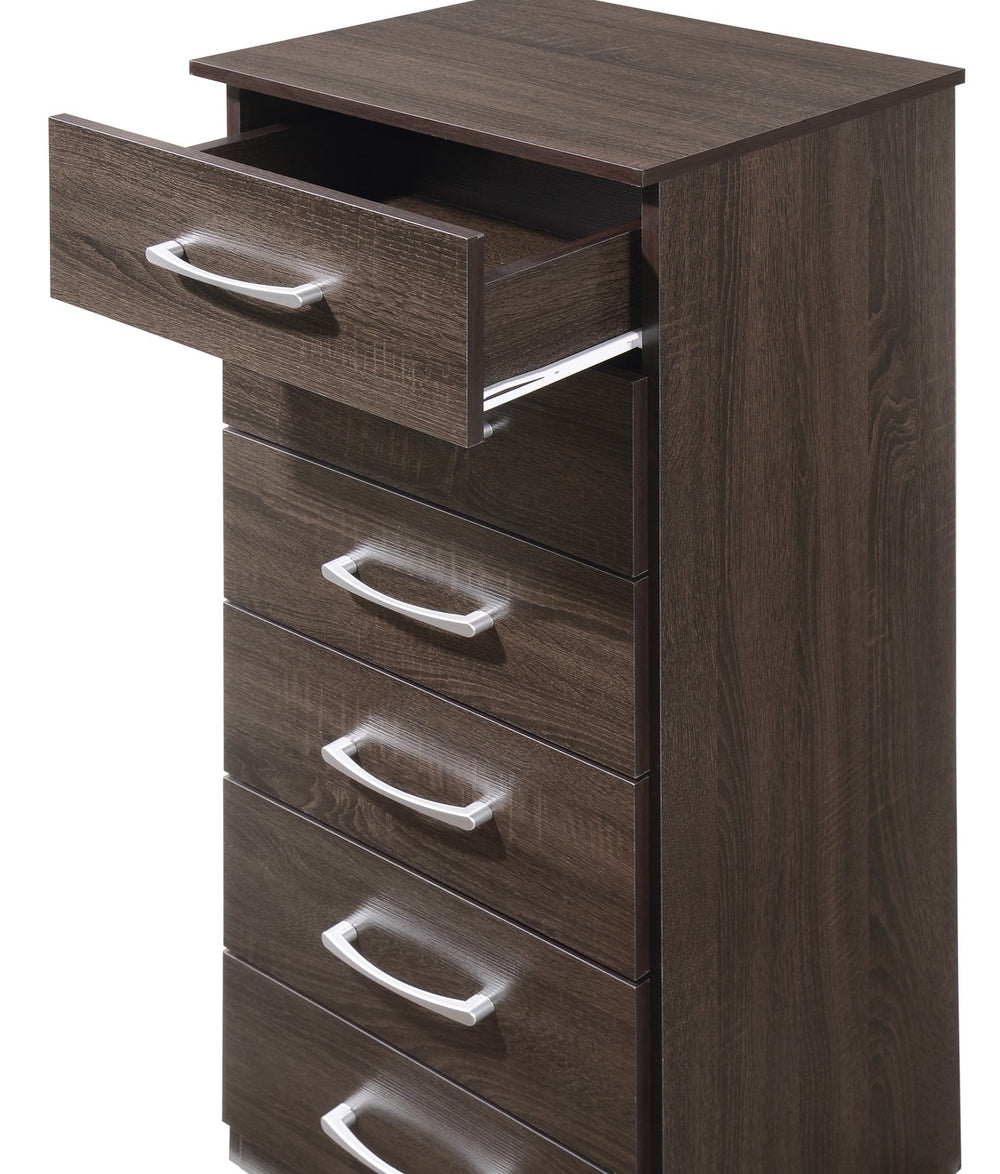 English Elm Boston Lingerie Chest with Rich Sandle Wood Finish, 46"H Vertical Storage, Smooth Roller Drawers Brown 48 L x 19 W x 7 H B078107862
