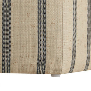 English Elm Ellen Hexagonal Accent Ottoman with Neutral Striped Upholstery, Farmhouse Chic, Solid Frame B03548964