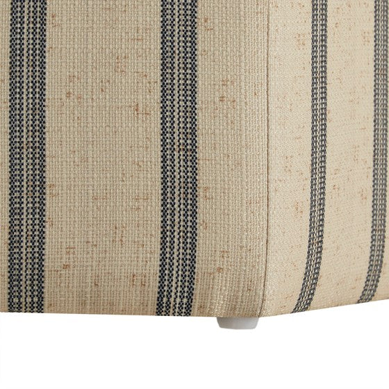 English Elm Ellen Hexagonal Accent Ottoman with Neutral Striped Upholstery, Farmhouse Chic, Solid Frame B03548964