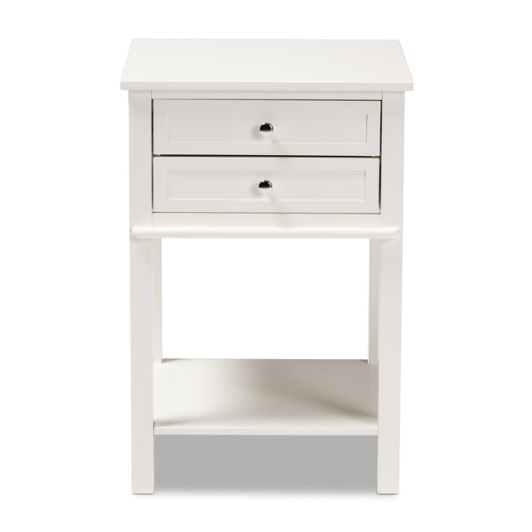 Baxton Studio Baxton Studio Willow End Table - Modern White Finish with 2 Drawers & Open Shelf for Stylish Storage SR1801426-White-ET