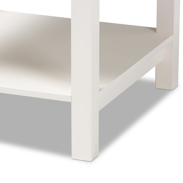 Baxton Studio Baxton Studio Willow End Table - Modern White Finish with 2 Drawers & Open Shelf for Stylish Storage SR1801426-White-ET
