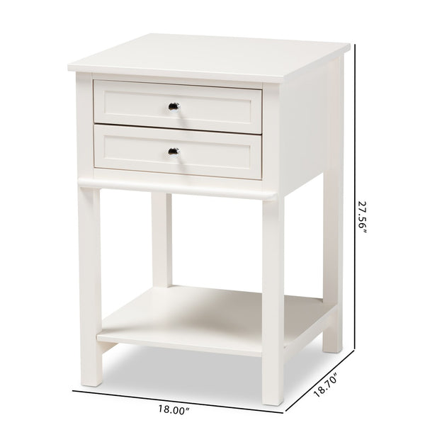 Baxton Studio Baxton Studio Willow End Table - Modern White Finish with 2 Drawers & Open Shelf for Stylish Storage SR1801426-White-ET