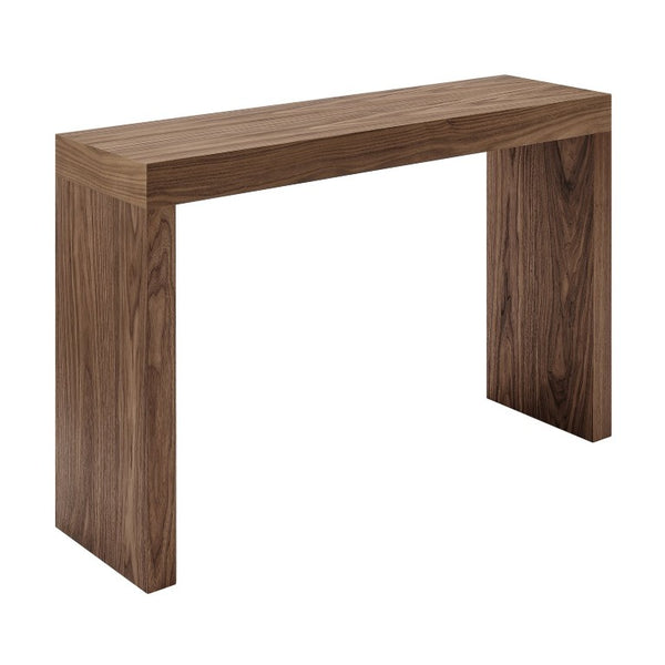 EuroStyle Donald High-Gloss Lacquered Console Table with Flush Drawer for Entryway or Living Room Walnut 90346-WAL