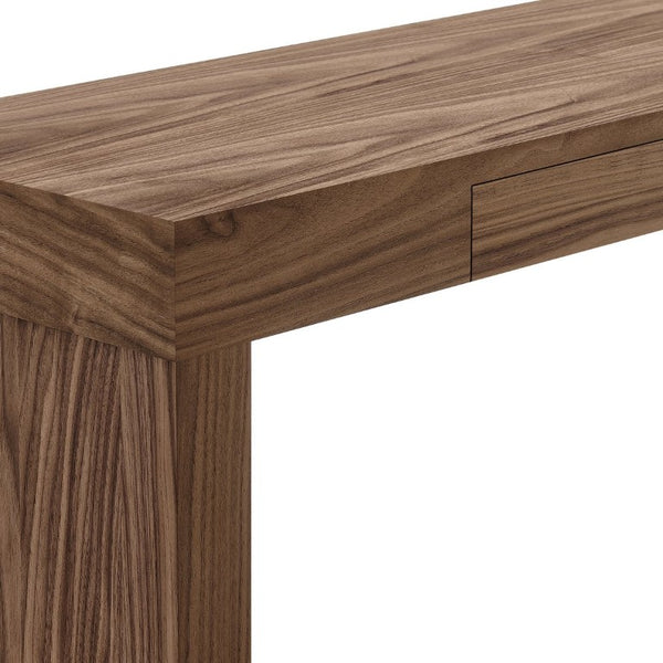 EuroStyle Donald High-Gloss Lacquered Console Table with Flush Drawer for Entryway or Living Room Walnut 90346-WAL