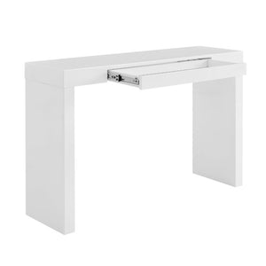 EuroStyle Donald High-Gloss Lacquered Console Table with Flush Drawer for Entryway or Living Room White 90346WHT