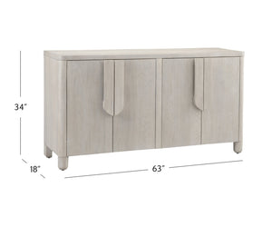 Basset Mirror Karina Server - Chic Modern Design With Washed Blonde Oak Finish, Adjustable Shelves & Media Storage Gray Rubberwood Solids,White Oak Veneer 9035-dr-576