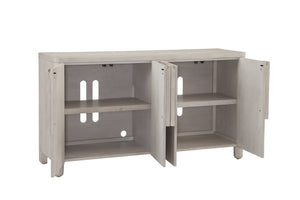 Basset Mirror Karina Server - Chic Modern Design With Washed Blonde Oak Finish, Adjustable Shelves & Media Storage Gray Rubberwood Solids,White Oak Veneer 9035-dr-576