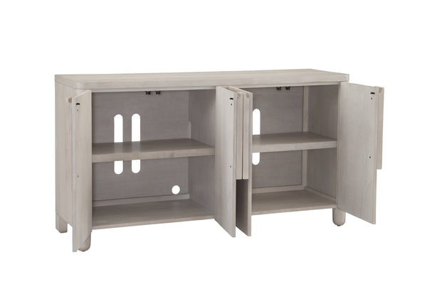 Basset Mirror Karina Server - Chic Modern Design With Washed Blonde Oak Finish, Adjustable Shelves & Media Storage Gray Rubberwood Solids,White Oak Veneer 9035-dr-576