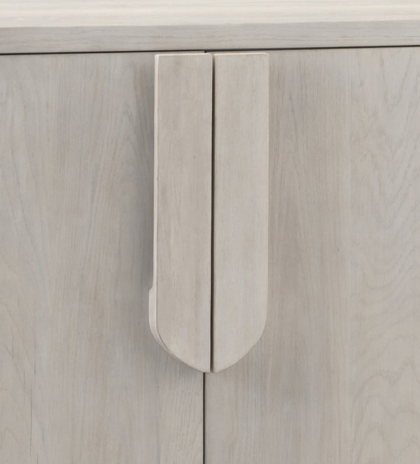 Basset Mirror Karina Server - Chic Modern Design With Washed Blonde Oak Finish, Adjustable Shelves & Media Storage Gray Rubberwood Solids,White Oak Veneer 9035-dr-576