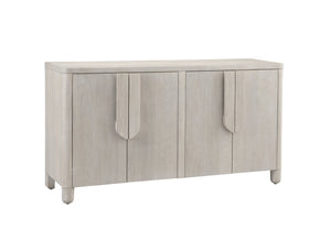 Basset Mirror Karina Server - Chic Modern Design With Washed Blonde Oak Finish, Adjustable Shelves & Media Storage Gray Rubberwood Solids,White Oak Veneer 9035-dr-576