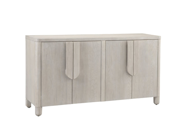Basset Mirror Karina Server - Chic Modern Design With Washed Blonde Oak Finish, Adjustable Shelves & Media Storage Gray Rubberwood Solids,White Oak Veneer 9035-dr-576