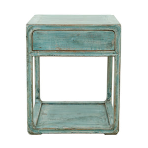Lilys Peking Side Table One Drawer Weathered Soft  Aqua Wash 90350600