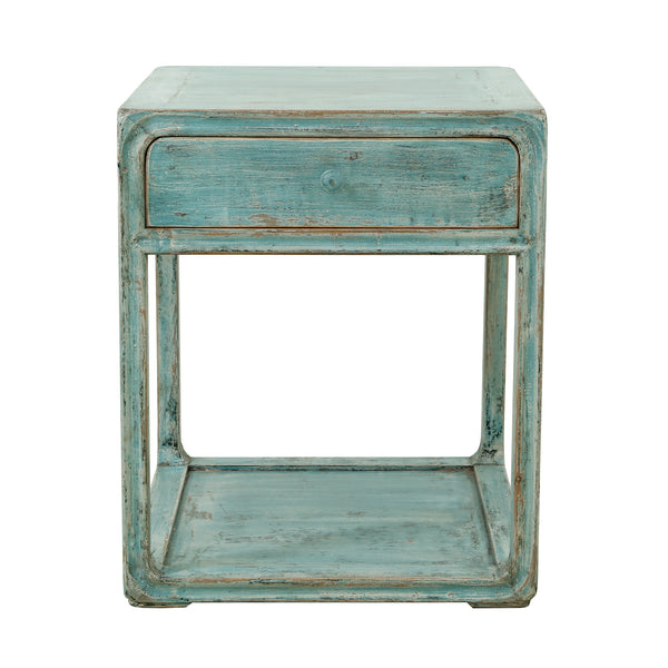 Lilys Peking Side Table One Drawer Weathered Soft  Aqua Wash 90350600