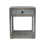 Peking Side Table One Drawer Weathered Soft  Aqua Wash