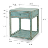 Lilys Peking Side Table One Drawer Weathered Soft  Aqua Wash 90350600