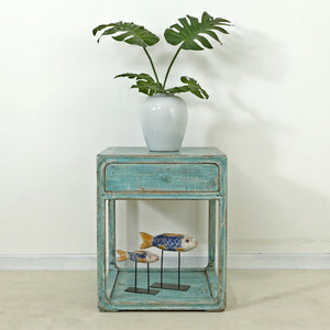 Lilys Peking Side Table One Drawer Weathered Soft  Aqua Wash 90350600