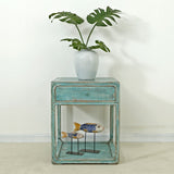 Lilys Peking Side Table One Drawer Weathered Soft  Aqua Wash 90350600