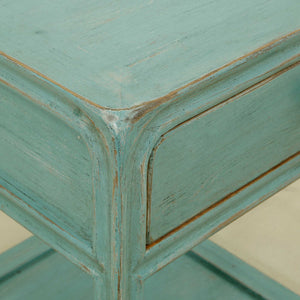 Lilys Peking Side Table One Drawer Weathered Turquoise 9035-TQ