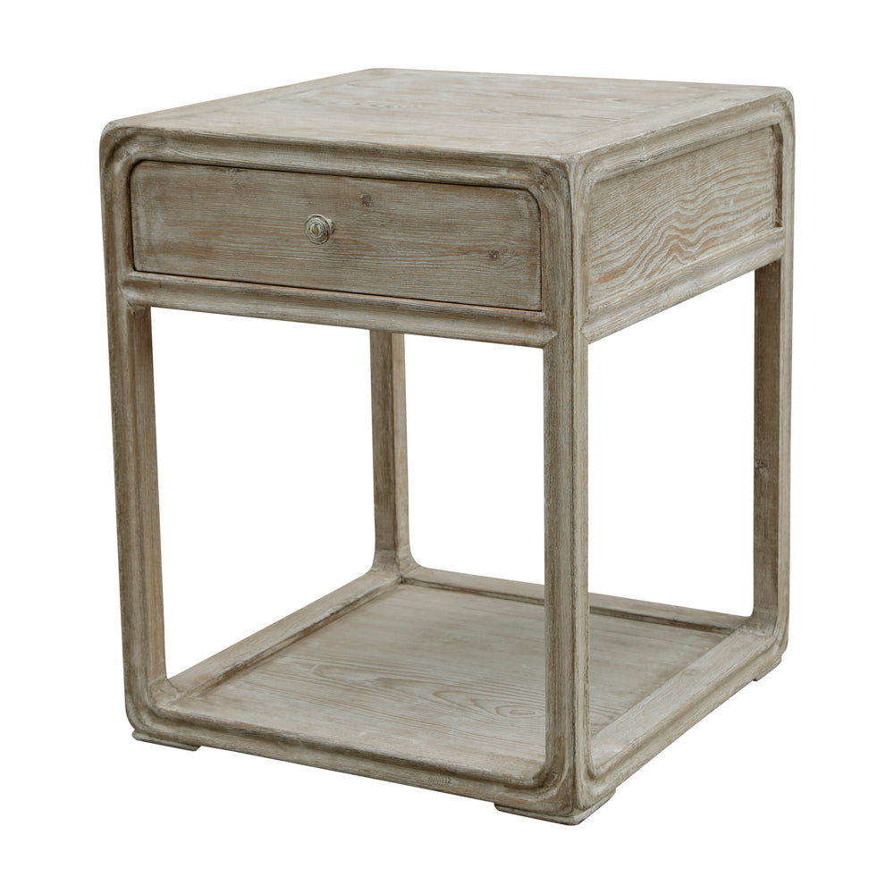 Lilys Reclaimed Wood Peking Side Table One Drawer Weathered White Wash 90350110