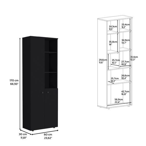 English Elm Riner 67" Tall 5-Tier Engineered Wood Storage Cabinet with 2 Doors, 8 Shelves & Slim Modern Design B097P199735