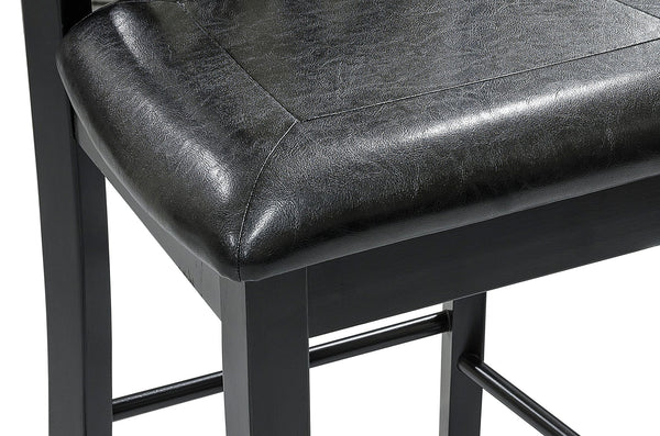 English Elm Black 5pc Counter Height Dining Set with Double Display Shelves, X-Back Faux Leather Chairs, Compact Stylish B011P194586