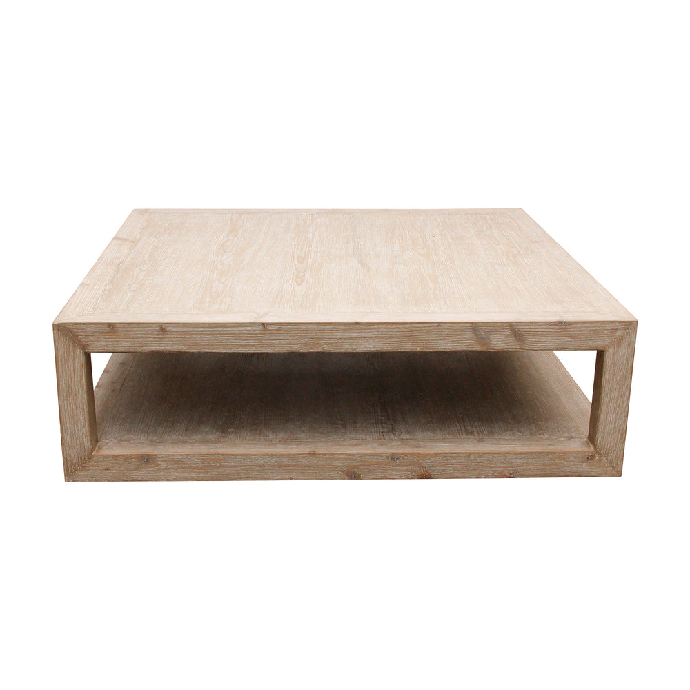 Lilys Peking Grand Framed Square Coffee Table Weathered White Wash 9036-W