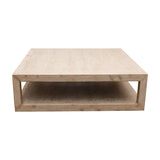 Peking Grand Framed Square Coffee Table Weathered White Wash