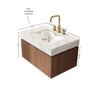English Elm Muri Floating Bathroom Vanity with Sintered Stone Top and Oak Plywood Cabinet W2615S00630