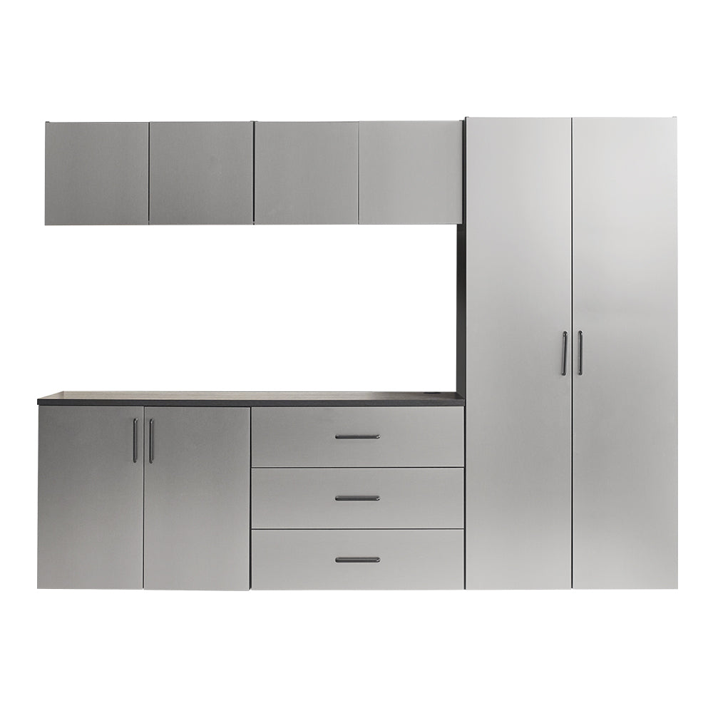 English Elm Astro 6-Piece Garage Cabinet Set - Durable Metallic Grey With Soft-Close Doors & Adjustable Shelves B040S00127
