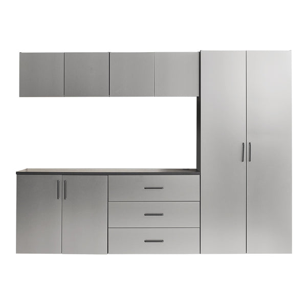 English Elm Astro 6-Piece Garage Cabinet Set - Durable Metallic Grey With Soft-Close Doors & Adjustable Shelves B040S00127