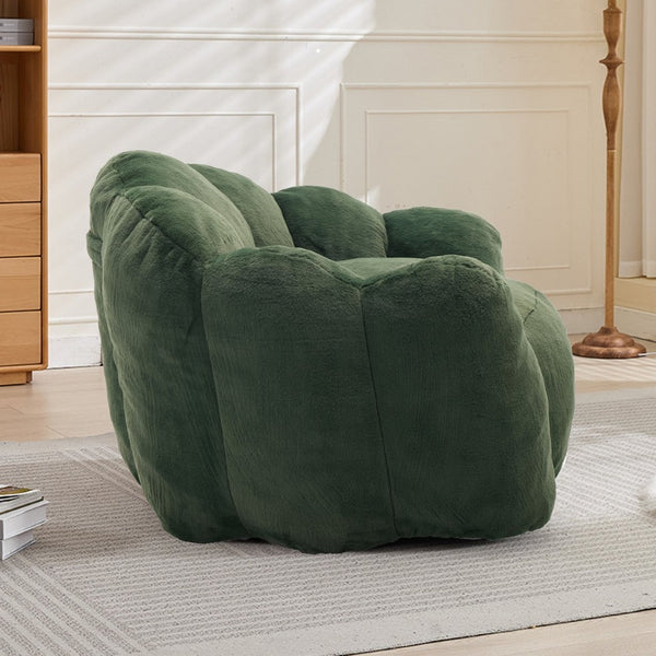English Elm Lotus Floor Bean Bag Sofa Memory Foam Filled with Pull Ring for Living Room Bedroom Green W2311P434596