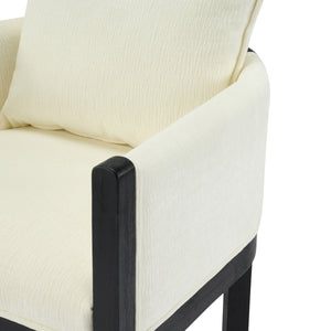 English Elm Christopher Knight Home® - Linen Upholstered Armchair Set Of 2 – Elegant White Chairs With Black Rubber Wood Legs For Modern Spaces N768P305168B