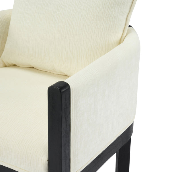 English Elm Christopher Knight Home® - Linen Upholstered Armchair Set Of 2 – Elegant White Chairs With Black Rubber Wood Legs For Modern Spaces N768P305168B