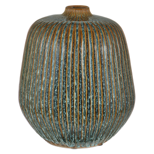 Shoulder Ceramic Vase - Hand-Thrown Thai Artistry with Textured Reactive Glaze for Bohemian Decor