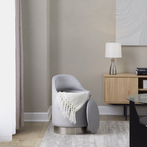 English Elm 18" Tufted Velvet Vanity Stool with 360 Swivel Base and Hidden Storage Compartment Chrome,Silver B202P471498