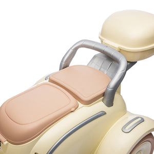 English Elm 12v Dual Motor Two Seater Kids Electric Ride on Motorcycle with Bluetooth Led and Trunk Beige W1578P268011