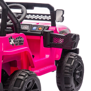 English Elm 12v Kids Electric Ride on Truck with Parental Remote Four Wheel Suspension and Led Lights Pink W1578P187456