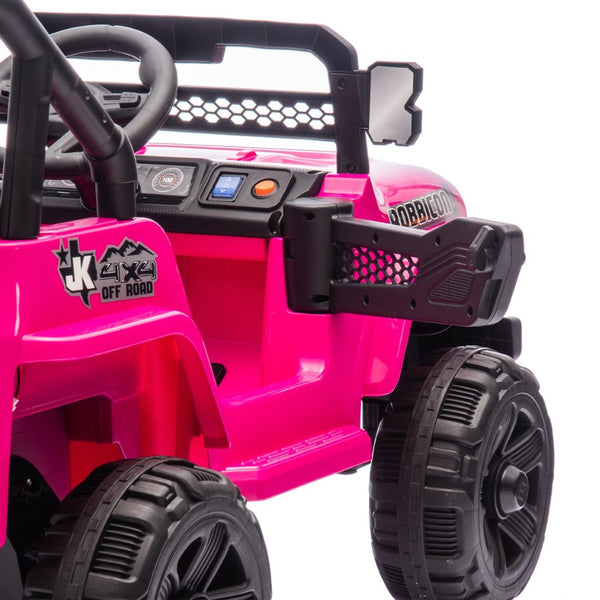 English Elm 12v Kids Electric Ride on Truck with Parental Remote Four Wheel Suspension and Led Lights Pink W1578P187456
