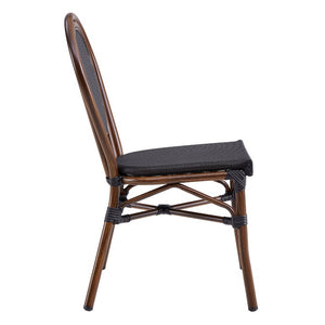 EuroStyle Erlend Stackable Outdoor Dining Chairs Textilene Mesh Aluminum Frame Set of 2 Brown 90390BLK