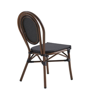 EuroStyle Erlend Stackable Outdoor Dining Chairs Textilene Mesh Aluminum Frame Set of 2 Brown 90390BLK