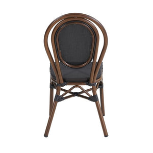 EuroStyle Erlend Stackable Outdoor Dining Chairs Textilene Mesh Aluminum Frame Set of 2 Brown 90390BLK
