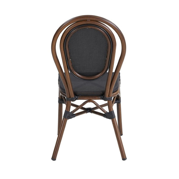EuroStyle Erlend Stackable Outdoor Dining Chairs Textilene Mesh Aluminum Frame Set of 2 Brown 90390BLK