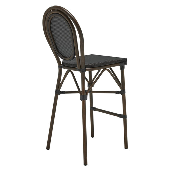 Eurostyle Erlend Stylish Outdoor Bar Stool – Weather-resistant Black Textilene Mesh With Durable Brown Frame Brown Aluminum 90391-blk