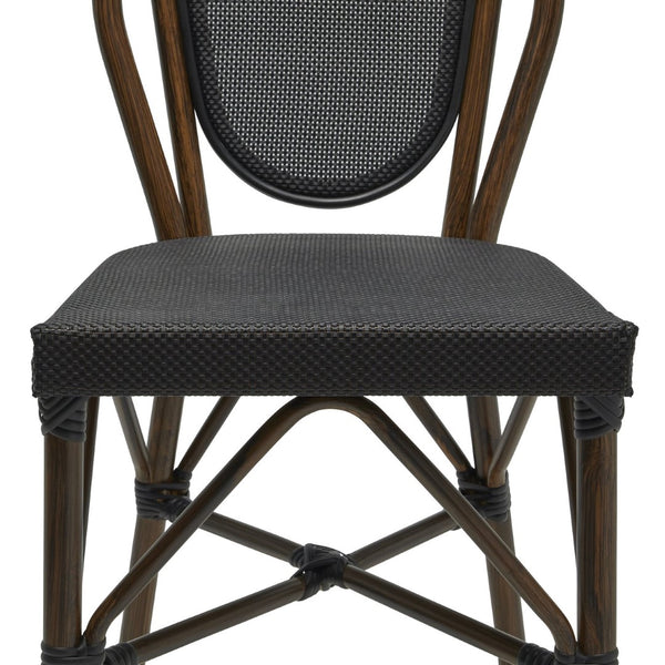 Eurostyle Erlend Stylish Outdoor Bar Stool – Weather-resistant Black Textilene Mesh With Durable Brown Frame Brown Aluminum 90391-blk