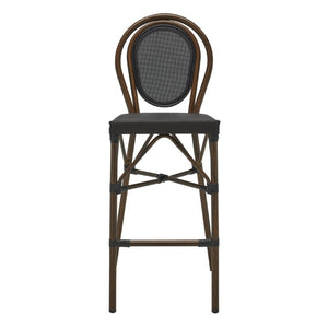 EuroStyle Erlend Outdoor Barstool Aluminum Frame Textilene Mesh Stackable Contract Grade Patio Seating Brown 90391-BLK