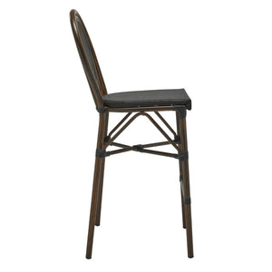 EuroStyle Erlend Outdoor Barstool Aluminum Frame Textilene Mesh Stackable Contract Grade Patio Seating Brown 90391-BLK