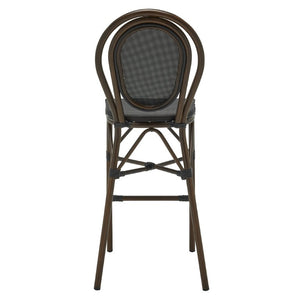 EuroStyle Erlend Outdoor Barstool Aluminum Frame Textilene Mesh Stackable Contract Grade Patio Seating Brown 90391-BLK